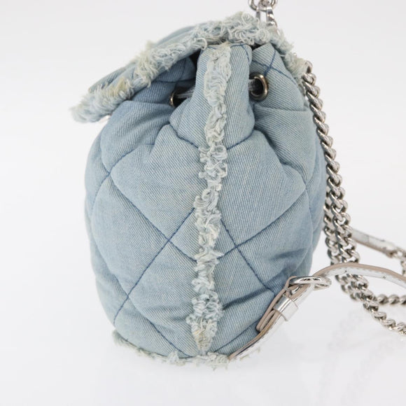 Salvatore Ferragamo Vala Backpack Denim 2way Blue Silver Auth 156378