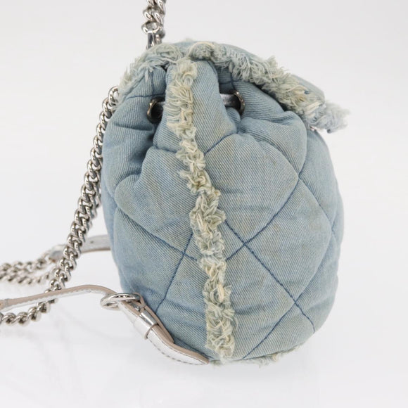 Salvatore Ferragamo Vala Backpack Denim 2way Blue Silver Auth 156378