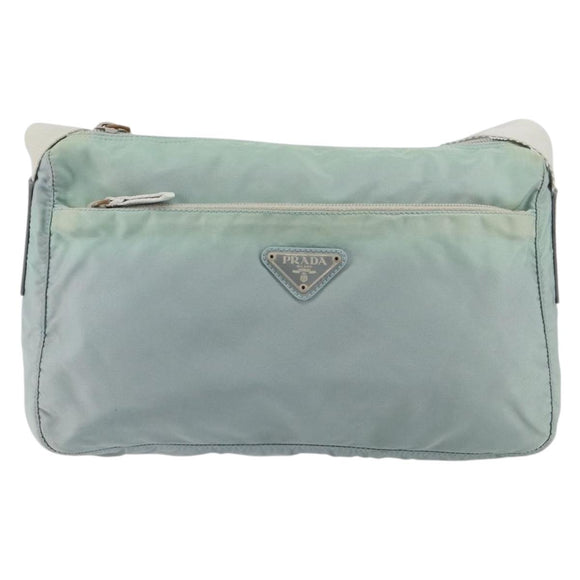 PRADA Shoulder Bag Nylon Green Silver Auth 156380