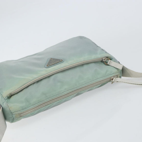 PRADA Shoulder Bag Nylon Green Silver Auth 156380