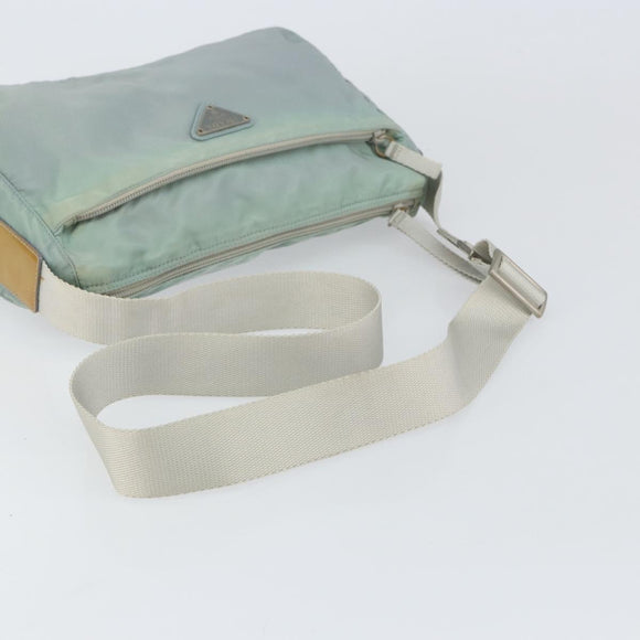 PRADA Shoulder Bag Nylon Green Silver Auth 156380