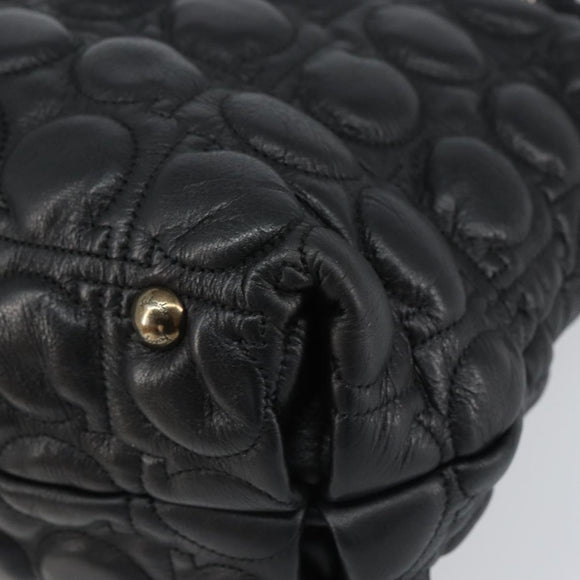 Salvatore Ferragamo Hand Bag Leather Black Auth 156381V