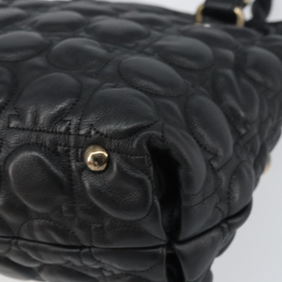 Salvatore Ferragamo Hand Bag Leather Black Auth 156381V