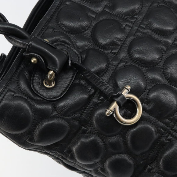 Salvatore Ferragamo Hand Bag Leather Black Auth 156381V