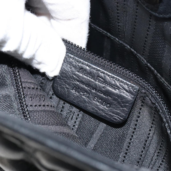 Salvatore Ferragamo Hand Bag Leather Black Auth 156381V