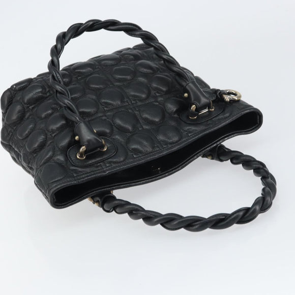 Salvatore Ferragamo Hand Bag Leather Black Auth 156381V