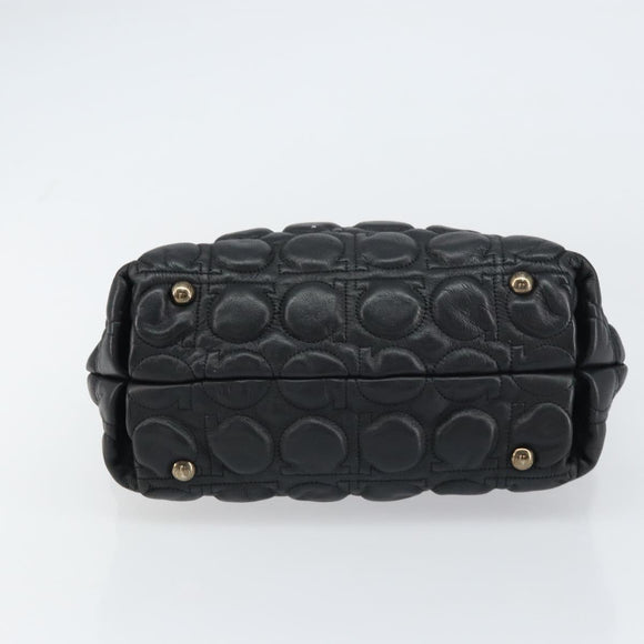 Salvatore Ferragamo Hand Bag Leather Black Auth 156381V