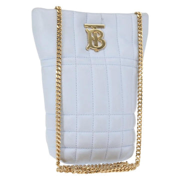 BURBERRY Chain Shoulder Bag Leather Blue Gold Auth 156382