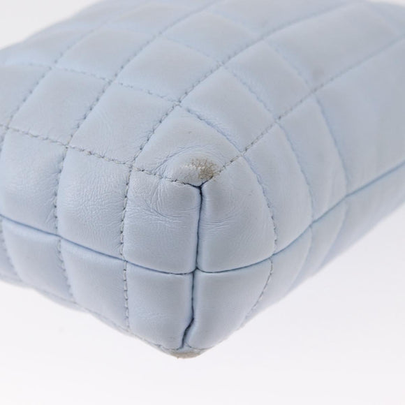 BURBERRY Chain Shoulder Bag Leather Blue Gold Auth 156382