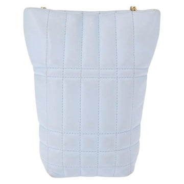 BURBERRY Chain Shoulder Bag Leather Blue Gold Auth 156382 - 0