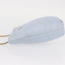 BURBERRY Chain Shoulder Bag Leather Blue Gold Auth 156382-4