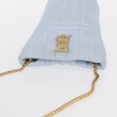 BURBERRY Chain Shoulder Bag Leather Blue Gold Auth 156382-6