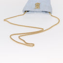 BURBERRY Chain Shoulder Bag Leather Blue Gold Auth 156382-7