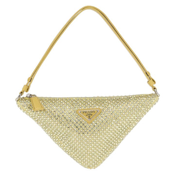 PRADA Shoulder Bag Satin Yellow Silver Auth 156383SM - 0