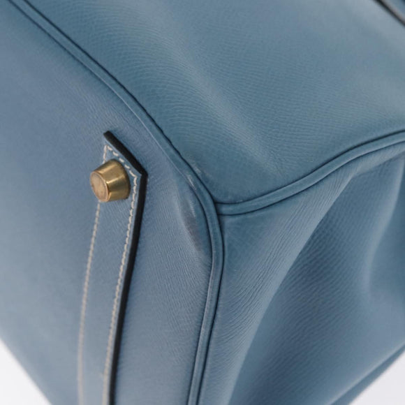 HERMES Birkin 35 Hand Bag Epsom Embossed Light Blue Gold Auth 156385SM