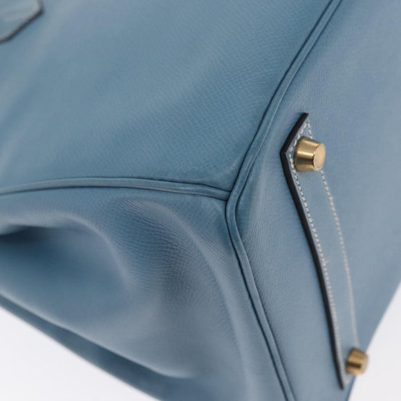 HERMES Birkin 35 Handtasche Epsom geprägt Hellblau Gold Auth 156385SM