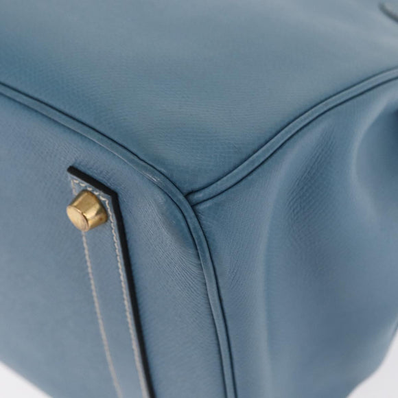 HERMES Birkin 35 Handtasche Epsom geprägt Hellblau Gold Auth 156385SM