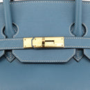 HERMES Birkin 35 Hand Bag Epsom Embossed Light Blue Gold Auth 156385SM-14
