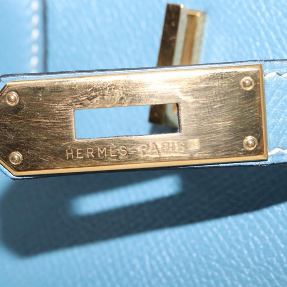 HERMES Birkin 35 Handtasche Epsom geprägt Hellblau Gold Auth 156385SM