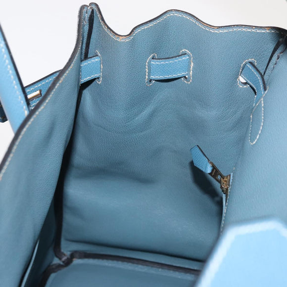 HERMES Birkin 35 Handtasche Epsom geprägt Hellblau Gold Auth 156385SM