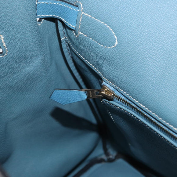 HERMES Birkin 35 Handtasche Epsom geprägt Hellblau Gold Auth 156385SM