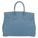 HERMES Birkin 35 Hand Bag Epsom Embossed Light Blue Gold Auth 156385SM-3