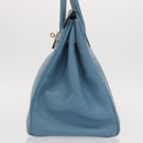 HERMES Birkin 35 Hand Bag Epsom Embossed Light Blue Gold Auth 156385SM-4