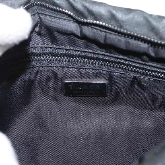 PRADA Chain Shoulder Bag Nylon Black Silver Auth 156386