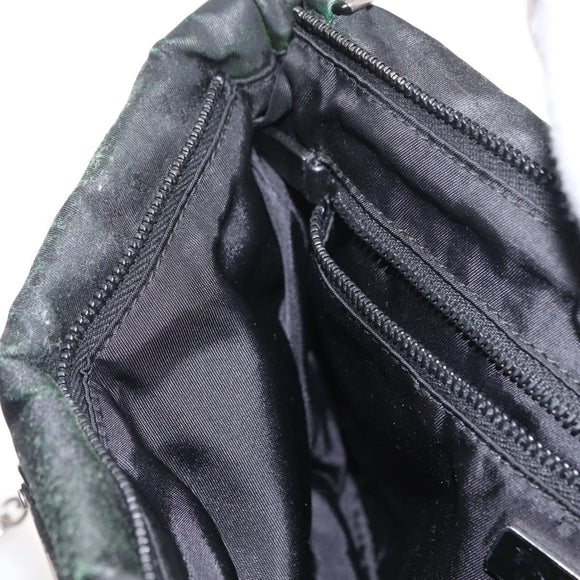 PRADA Chain Shoulder Bag Nylon Black Silver Auth 156386