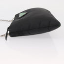 PRADA Chain Shoulder Bag Nylon Black Silver Auth 156386-6