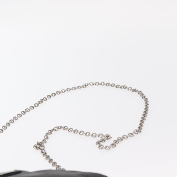 PRADA Chain Shoulder Bag Nylon Black Silver Auth 156386