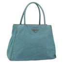 PRADA Hand Bag Nylon Blue Silver Auth 156387-1