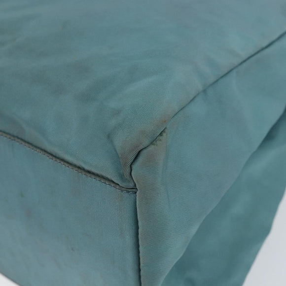 PRADA Hand Bag Nylon Blue Silver Auth 156387