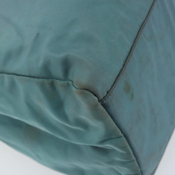 PRADA Hand Bag Nylon Blue Silver Auth 156387