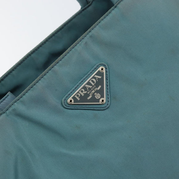 PRADA Hand Bag Nylon Blue Silver Auth 156387