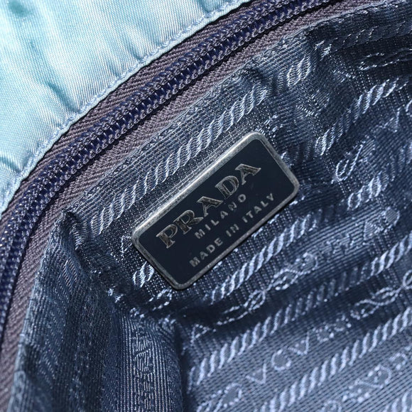 PRADA Hand Bag Nylon Blue Silver Auth 156387
