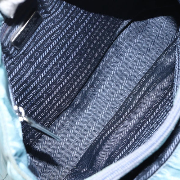 PRADA Hand Bag Nylon Blue Silver Auth 156387