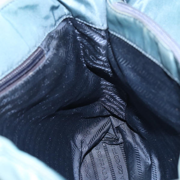 PRADA Hand Bag Nylon Blue Silver Auth 156387