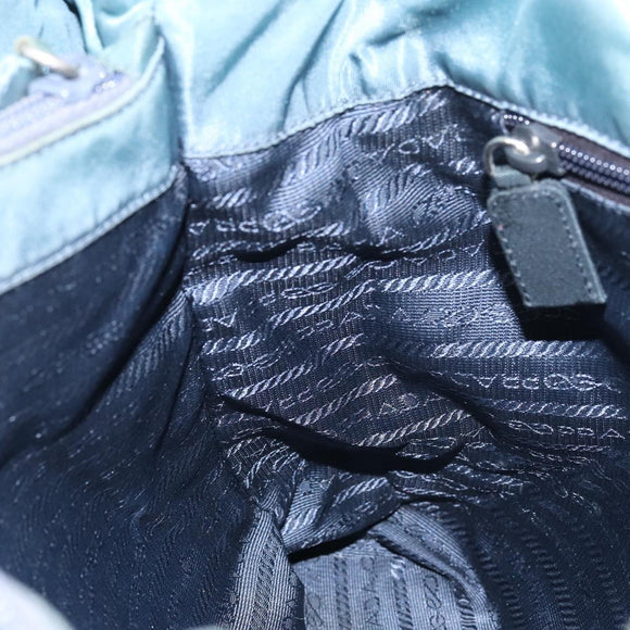 PRADA Hand Bag Nylon Blue Silver Auth 156387