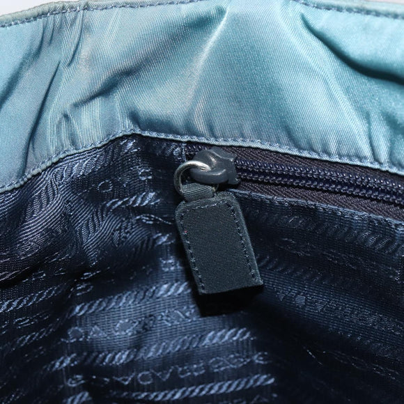 PRADA Hand Bag Nylon Blue Silver Auth 156387