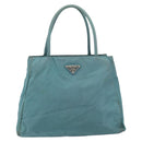 PRADA Hand Bag Nylon Blue Silver Auth 156387-13
