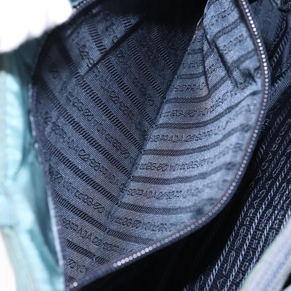 PRADA Hand Bag Nylon Blue Silver Auth 156387