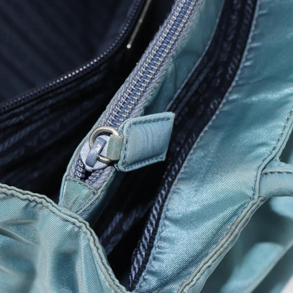 PRADA Hand Bag Nylon Blue Silver Auth 156387