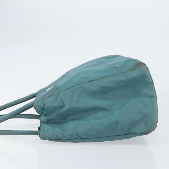 PRADA Hand Bag Nylon Blue Silver Auth 156387