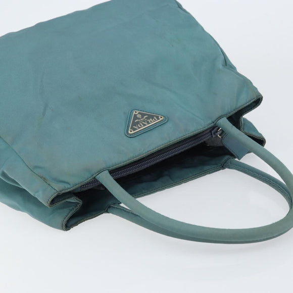 PRADA Hand Bag Nylon Blue Silver Auth 156387