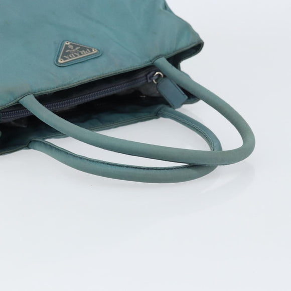 PRADA Hand Bag Nylon Blue Silver Auth 156387