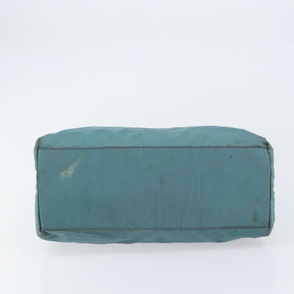 PRADA Hand Bag Nylon Blue Silver Auth 156387