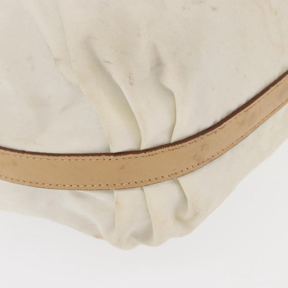 PRADA Shoulder Bag Nylon Beige Silver Auth 156388