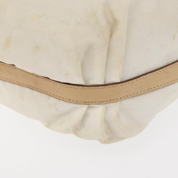 PRADA Shoulder Bag Nylon Beige Silver Auth 156388