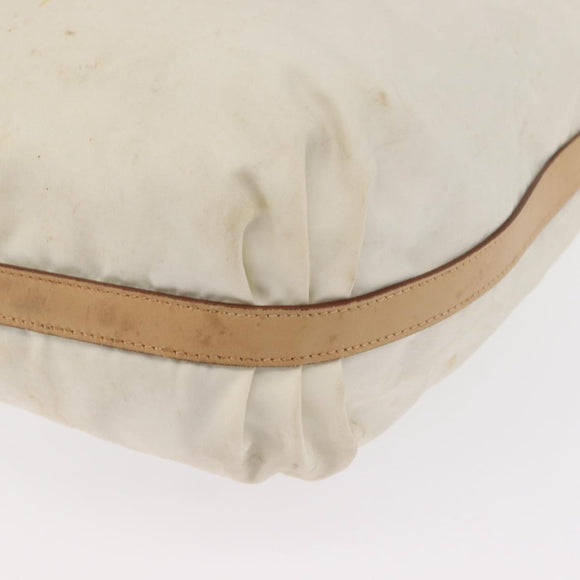 PRADA Shoulder Bag Nylon Beige Silver Auth 156388